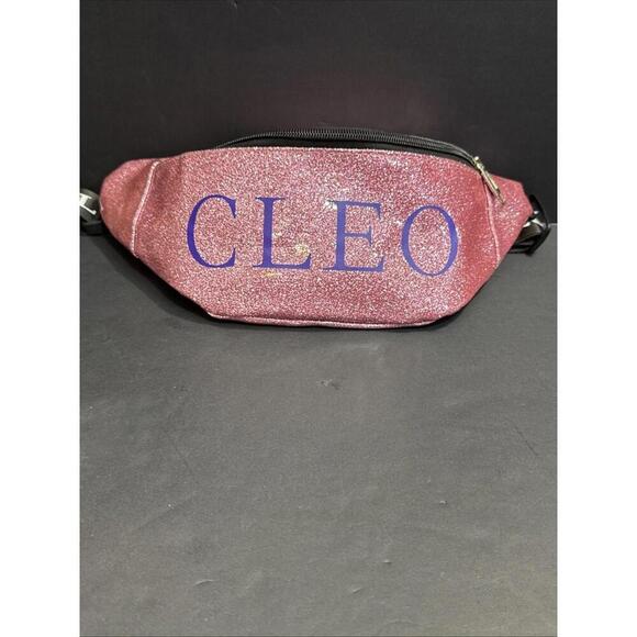 Cleo Handbags - Cleo Pink Glitter Preppy Designer Fanny Pack Outdoor Waist Belt Bag
